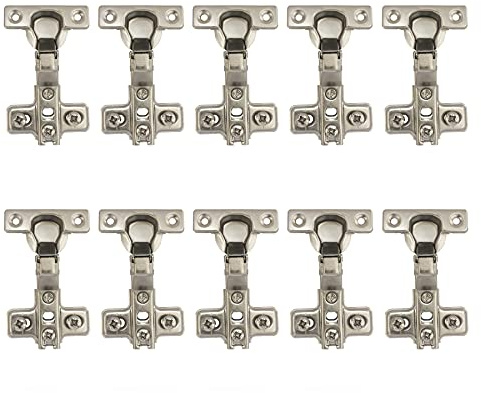 LIKERAINY 95 Degré Demi Recouvrement Charnières 26mm sans Amortissement pour Porte de Placard Cuisine Charniere pour Meuble Armoires en Semi-applique Lot de 10