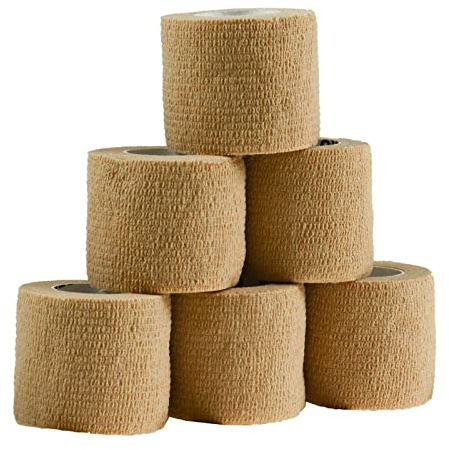 maDDma 1/3/6 Haftbandagen Größe+Farbe wählbar - selbsthaftende Bandage Fixierverband selbstklebend, Farbe:6 Stück | 5 cm | beige