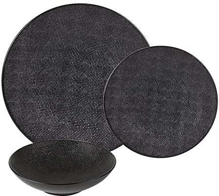 Table Passion - Service d'assiettes Vésuvio noir 12 pièces
