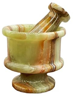 WMDSYGD Moulins à épices Naturel Marbre Pierre Mortier Pâle Trois Couleurs Ail Spice Chili Ginger Herbes Cuisine Outils for briser et écraser la Nourriture Dure Ustensiles de Cuisine