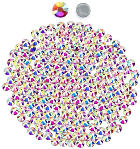 YHMQ DU Hotfix-Strasssteine zum Aufbügeln, Glas Kristall SS6 Crystal AB | 1440 Stück, SS6 (1,8–2,0 mm), Aurora-Glas mit starkem Schmelzkleber für Kleidung, Schuhe und DIY