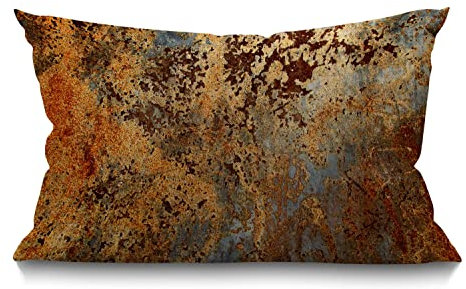 BGBDEIA Oblong Cushion Cover Farmhouse 12x20 Inch Soft Linen Throw Pillowcase Brown Rust Metal Rusty Steel Iron Structure modern abstract Pillow Cover for Couch Bed Sofa Chair,30 x 50 cm