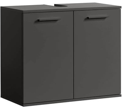 mokebo® Waschbeckenunterschrank 'Der Waschbär' (60x70x34 cm) Waschtischunterschrank, Unterschrank fürs Waschbecken im Badezimmer, auch als Badezimmerschrank o. Badschrank aus Holz in Anthrazit Schwarz