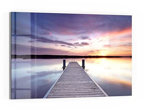 DEQORI Glas-Magnettafel | 60x40 cm groß | Motiv Verlassener Holzsteg | Memo-Board aus Glas | Magnetboard inkl. Magnete, Stift & Tuch für Küche & Büro | Tafel magnetisch & beschreibbar