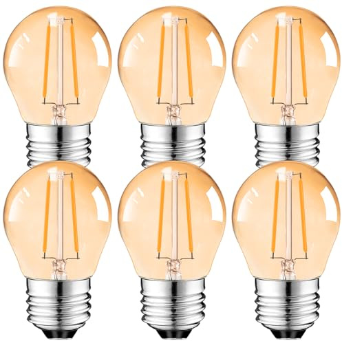 Suncan Led Birnen E27, Glühbirne Warmweiß 2W Mini Globe Ersatz für 15W Glühlampen 2700 Kelvin, Lampe für Led Beleuchtung, Nicht Dimmbar, Amber, 6er-Pack