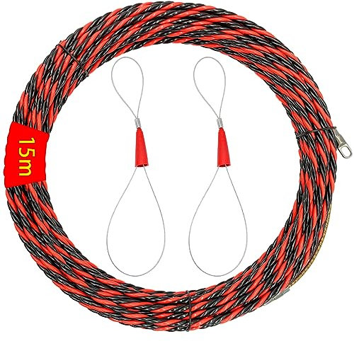 GYSRXS 15m Aiguille D'électricien Electrique Avec 2 Resort de Guidage Passe Spiralé Flexible Aiguille Tire Fil Pour Câble de Communication Mur Conduit,6mm Diamètre