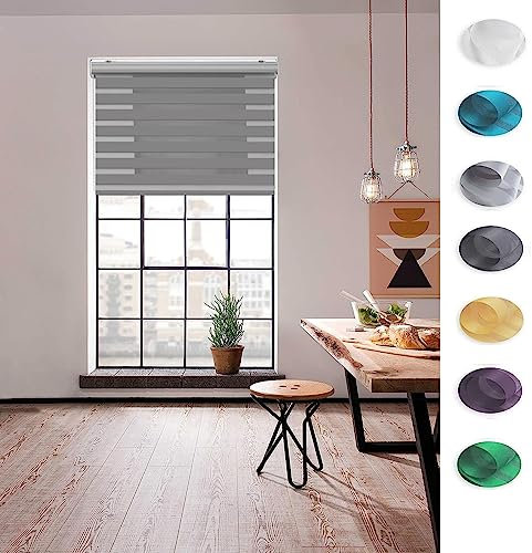 Lamellenvorhang 60 x 340 cm Sichtschutz, Lichtschutz, Blendschutz Lamellen Rollo Montage-Teile inklusive für Schlafzimmer, Wohnzimmer, Dunkelgrau