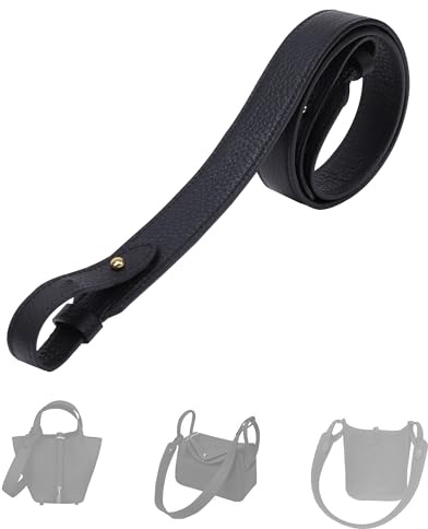 DGAZ TC-Leder Schulterriemen, Ersatz Taschengurt für Hermes Picotin/Lindy/Evelyne, Handgefertigt Umhängetaschengurt (Schwarz, Breite 2,7cm, Länge 70cm, Goldene Schnallen) | Premium TC Leder, Handgefertigt, Goldfarbene Beschläge, Geschenkbox