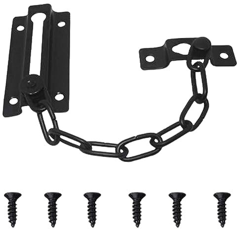 Door Chain Lock, Stainless Steel Internal Door Limiter with Screws, Plated Security Locking Door Chain for Front Door, Black Door Restrictor for Home Bedroom Apartment Hotel