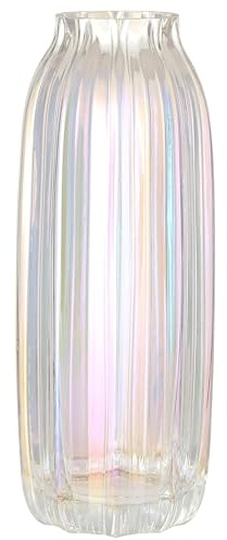 Große farbige Moderne Glasvase, irisiert, kristallklare Glasvase, 32 cm, für dekorative Heimbüro-Mittelaufsätze, Blumendekor (farbig 32 cm)