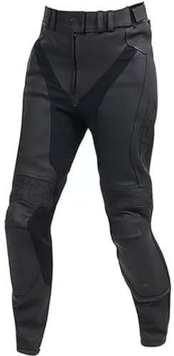XRC Glet Motorradhose Leder Damen mit Protektoren Schwarz Vollnarbiges Lederhose Echtleder mit rüstung, 52