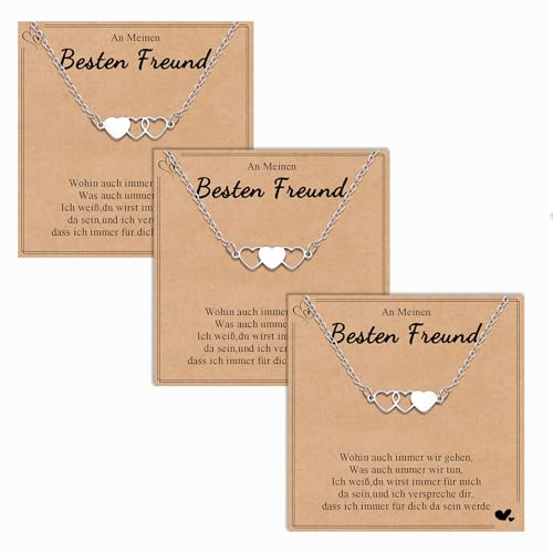 CheersLife 2/3 Stück Schwester Halsketten Freundschaft Langdistanz Passende | Aushöhlen Herz Halskette Sonne Mond Halskette Geburtstag Geschenk für Schwester Bester Freund Weihnachten X Geschenk