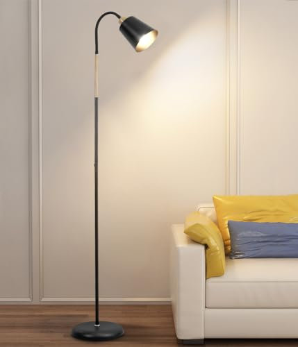 ANTENLICHT VILI | Lampada da Terra orientabile attacco E27 max 60W | industriale, per Soggiorno Camera da Letto | Lampada da Terra retrò in metallo con altezza 159 cm | Nero (Senza Lampada)