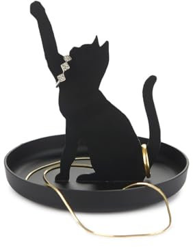balvi Ringhalter Feline Farbe Schwarz Schmuckhalter in Form einer Katzensilhouette Metall