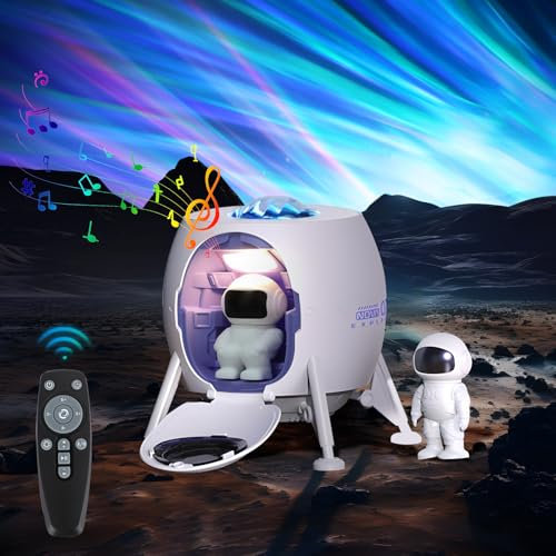 Exsivemy Astronaute Projecteur, Projecteur Ciel Etoile avec Haut-Parleur Bluetooth, Projecteur Galaxie avec Minuteur, Télécommande, Bruit Blanc, 5 Vitesses de Luminosité Réglables Ciel Etoile Plafond