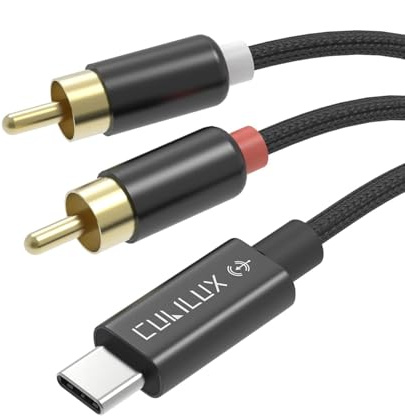 Cubilux Câble d'Entrée RCA vers USB C, Cordon Stéréo RCA vers Type C Line-in pour Capture et Enregistrement Audio, pour Laptop, MacBook, iPad Pro 13/12.9/11, iPhone 16/15, Galaxy S25/S24, Pixel 9/8 Pr