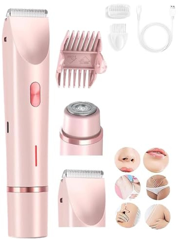 Ezme Razor, The Trimmie 2.0 by Ezme, Dual-Head Hair Trimmer for Women, Rasoir Electrique Femme – Tondeuse électrique 2 en 1 pour bikini humide/sec, USB Rechargeable, Rasoir Femme Electrique