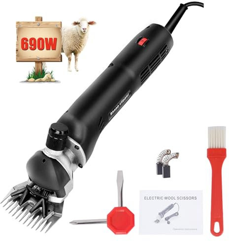 Sinbide - 690 W Maquina de Esquilar Eléctrica para Oveja Tijeras, cabras u otros animales (Negro)