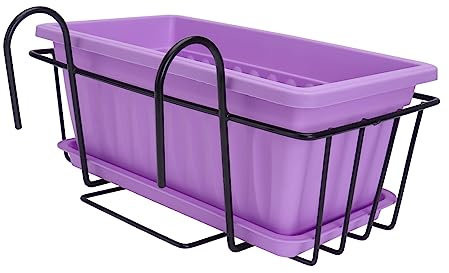 BESPORTBLE 1 Set Vegetable Pot Station Outdoor Stand Hanger Propagation Deck Railing Planter Boxes Houseplants Fence Hanging Planter Garden Indoor Plant Hanging Shelf Flowerpot Iron Purple