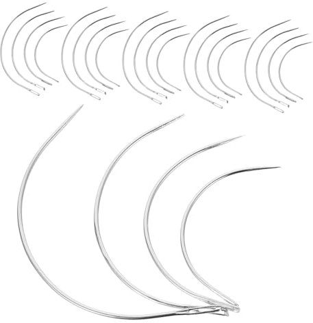 Veemoon Agujas De Ojo Grande Curvas 48 Unidades Metal 2.0-3.5 Pulgadas Para Manualidades y Proyectos De Costura