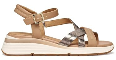 Geox Sandalo da donna D ELOWYNNE A Wedge, DK BEIGE/BEIGE, 41 EU
