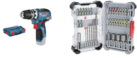 Bosch Professional 12V System Akku Bohrschrauber GSR 12V-35 FC - FlexiClick System (inkl. Bohrfutteraufsatz GFA 12-B) + 35x Extra Hard Schrauberbit‑ und CYL-3 Bohrer-Set (197 x 110,5 mm)