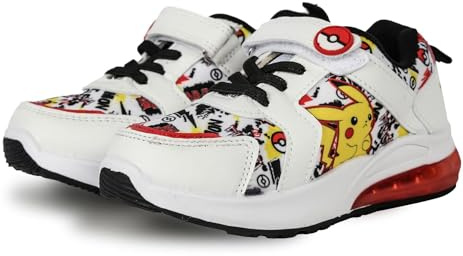 Pokémon Chaussures de sport lumineuses pour enfants sous licence officielle avec semelle LED clignotante, dessus en polyuréthane et fermeture tactile Pok Ball, exclusif A2Z 4, design pour enfants