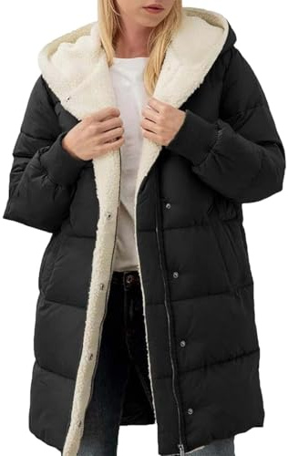 Manteaux d'hiver pour femmes UK - Doudoune doublée en polaire - Veste matelassée à capuche - Manteau trench - Vestes matelassées pour dames - Vêtements d'extérieur décontractés et chauds - Pardessus
