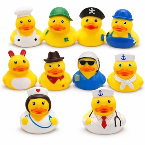 Lot de 10 Mini Canards de Bain Personnages en Caoutchouc