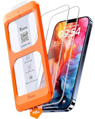 TOCOL Verre Trempé pour iPhone 13 Pro, Facile à Installer | Lot de 2, Couverture Complète, Sans Bulles, 9H Résistant aux Rayures, Facile à Nettoyer, Coques de Téléphone Compatibles