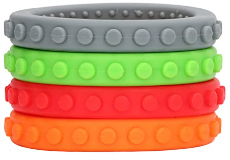 TOPINCN Jouets de Bracelet de Dentition pour bébé, Ensemble de Dentition en Silicone Réfrigérant Résistant à la Chaleur pour Soulager les Gencives, Jouet de Bracelet à Mâcher pour bébé 4 Pièces,
