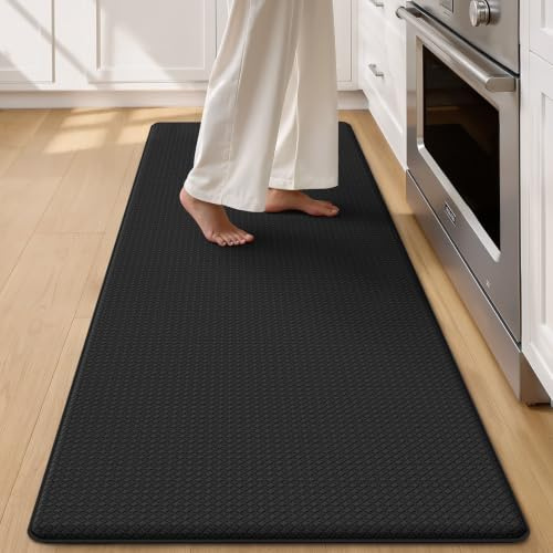 COLOR&GEOMETRY Küchenläufer 60x180CM wasserfest Küchenmatte, Schwarz | groß, breit Anti Ermüdungs Kissen küchenteppich rutschfest, leicht zu reinigen PVC, ölbeständig, für Waschküche, Büro