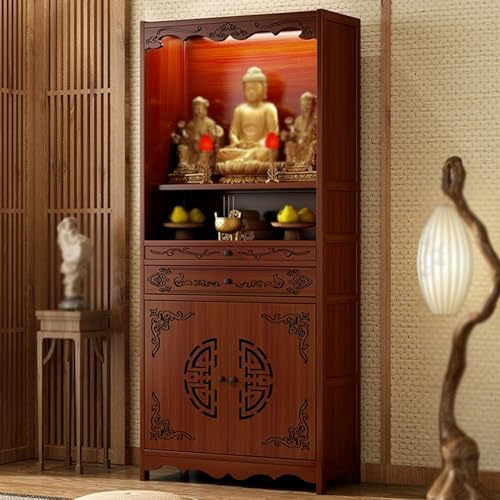 RTTZBOZ Buddhistischer Altartisch mit Stauraum, Gebetstisch, Meditationsaltar mit Schublade für Zuhause, Wohnzimmer, Meditationsraum(53cm/21in)