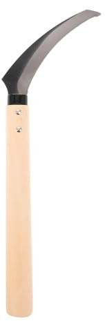 UKCOCO Falcetto Multiuso da Giardino con Lama Seghettata in Metallo Manico in Legno Ergonomico Sarchiatore Manuale Compatto per Diserbo Prato e Taglio Erba Attrezzo Versatile per Uso
