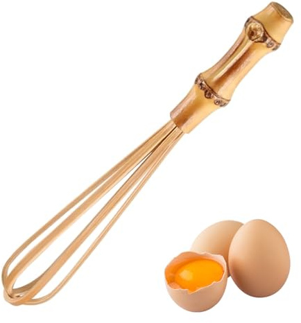 Fouet à œufs 5, 5 pouces Fouet en bois Racine de bambou Mini fouets pour la cuisson Battre Mélanger Mousser et remuer Outils de cuisson cuisine, Utilisation en cuisine