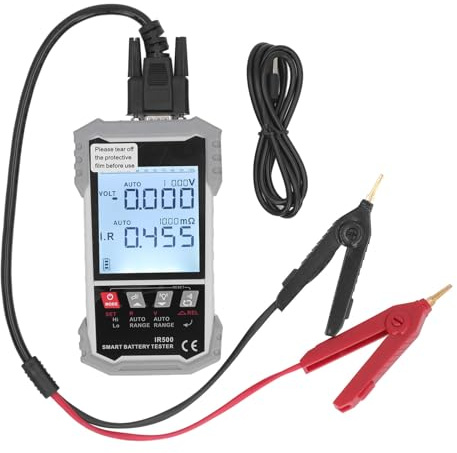 Tester di resistenza interna e analizzatore di tensione per batterie al piombo-acido, litio e alcaline, da 0 V a 120 V CC, gamma da 0 mOhm a 500 Ohm, metodo di test Kelvin a 4