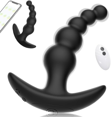Ninonly Vibrador Anal Con App Mando Silicona Segura Para La Piel | Estimulador De Próstata Homme, 9 Modos de Vibración, 5 Perlas, USB Recargable, Para Parejas Principiantes