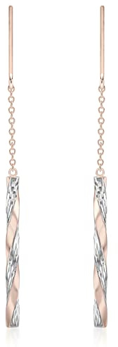 Carissima Gold Damen 2-tone Twist Pole und Kette 2.5 mm x 66 mm Ohrgehänge 9k (375) Gold