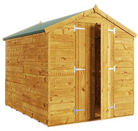 BillyOh Master 8x6 Wooden Garden Shed with Apex Roof – Secure Windowless Garden Storage Shed Design, Wide Double Doors, Tongue and Groove Wood Cladding, Easy Assembly & Complete Kit Outdoor Storage