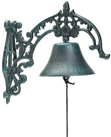 Sungmor Large & Loud Farmhouse Dinner Bell Outside Wall Mounted Electroless Doorbell, Front Door Shop Entrance Porch Antique Decorative Hanging Bell, Indoor Outdoor Pretty Wall Ornamental Hand Bell