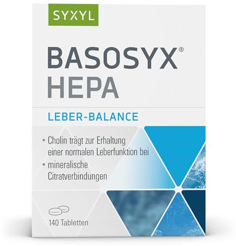 SYXYL Basosyx Hepa Tabletten/Nahrungsergänzungsmittel mit Cholin zur Erhaltung einer normalen Leberfunktion & Zink für den Säure-Basen-Haushalt / 140 Tabletten im Blister
