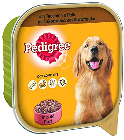 Pedigree Hundefutter mit Truthahn und Huhn in Pastete, Behälter 300 g – 20 Schalen