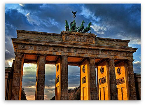 ge Bildet Bild auf Leinwand | Brandenburger Tor II - Berlin in 70x50 cm als Wandbild | Wand-deko Dekoration Wohnung modern Bilder | 3137B