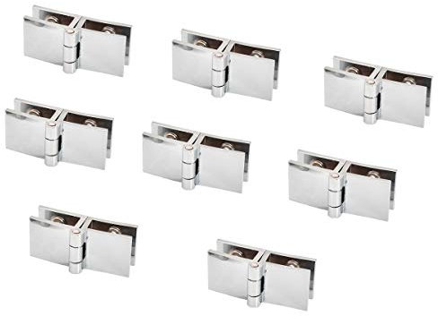 Satz von 8 NUZAMAS-Glastürscharnieren, 5 mm-8 mm, einstellbare Rechteckklemme, Einzelclip für Glastürscharniere im Schrankschrank, 180-Grad-Glastür-Glasscheibe