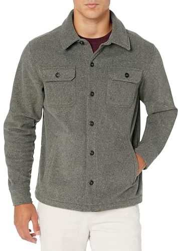 Amazon Essentials Giacca Camicia Invernale in Pile Polare a Maniche Lunghe Uomo, Carbone Puntinato, S