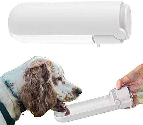 PJDDP Bouteille Portable Chien d'eau, Une Bouteille De Chat De Chien Voyage Eau 420Ml, Pet Distributeur d'eau Antibactériennes De Qualité Alimentaire Leak Proof Dog Drink Coupe Abreuvoir,Blanc