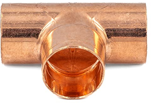 KNM Trade Kupfer T-Fitting Lötverbindung EN1254 28mm | Geeignet für Wasser-, Heizungs-, Gasleitungen, Kupfer, korrosionsbeständig, langlebig, Temperaturen -20 bis 110 °C