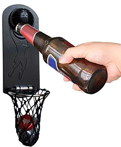 Piaoliangxue Apribottiglie da Basket con Raccoglitore di Tappi - Apribottiglie Magnetico in Metallo fissato al Muro - per Uomo, Donna, casa, Bar, Festa, Regalo