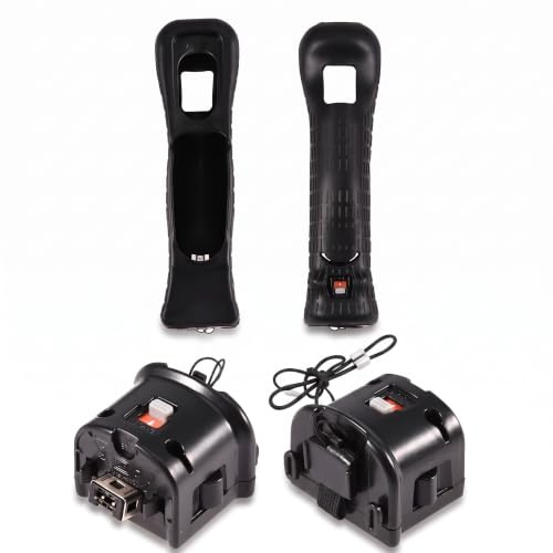 Motion Plus Adapter, MotionPlus Motion Plus Sensor Adapter, Compatible with a Variety of Games, Motion Plus Adapter with Silicone Case for Remote Control (Black)