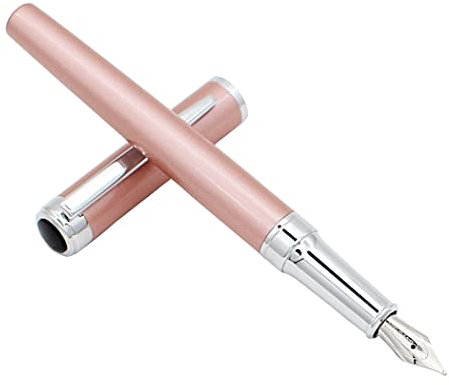 Abcsea 1 Piece Stainless Steel Fountain Pen, Fine Nib Fountain Pen, Business Pen, Light Fountain Pen, For Gift, School, Work, Rose Gold